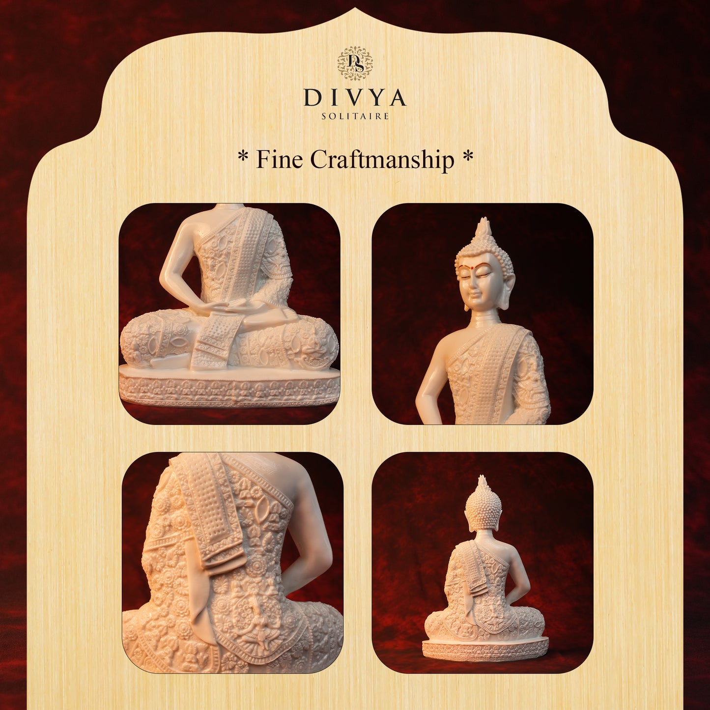 Dhyan Buddha Idol – Plain White Glossy Finish (12 Inch)