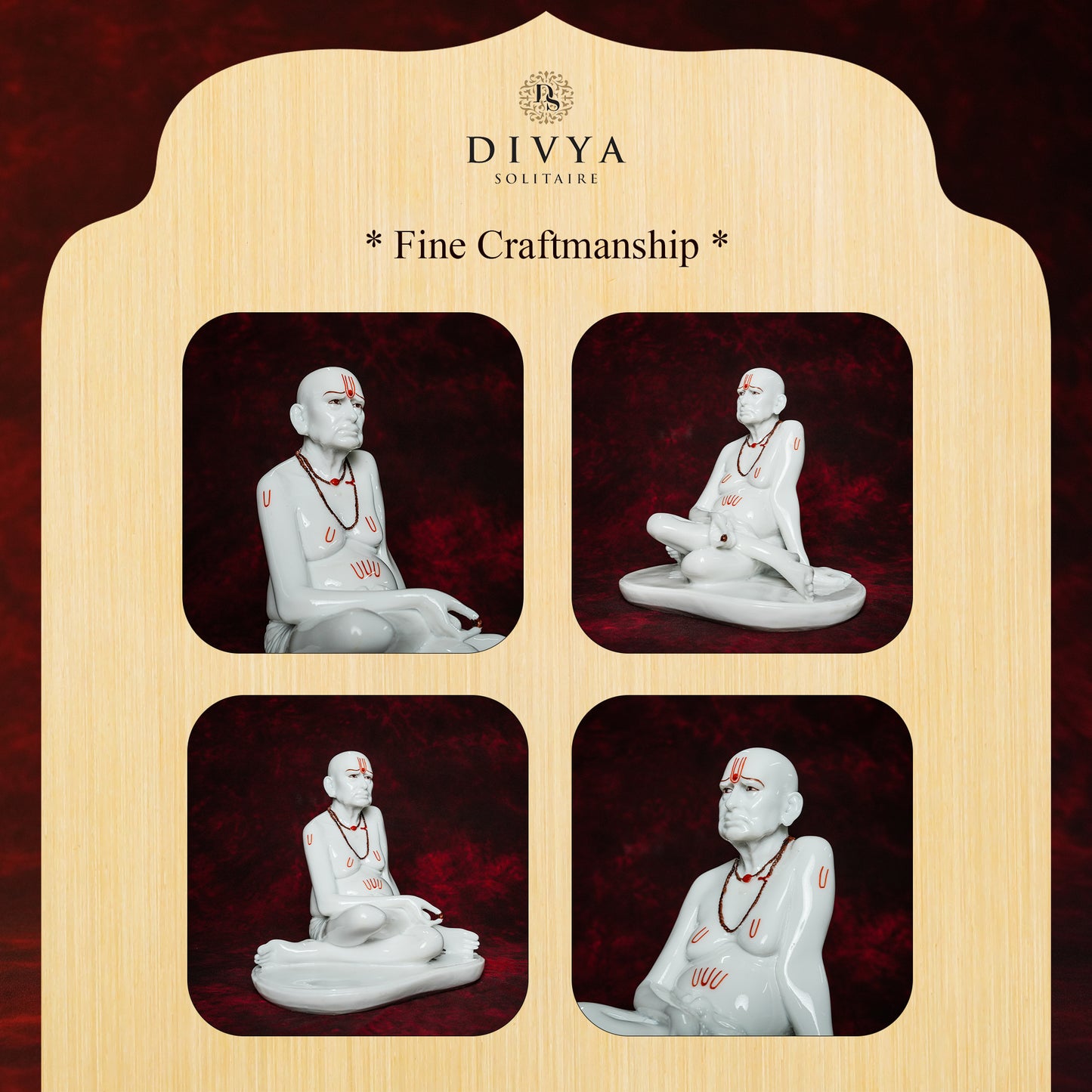 Swami Samarth Idol – White Glossy Marble Finish (12 Inch)