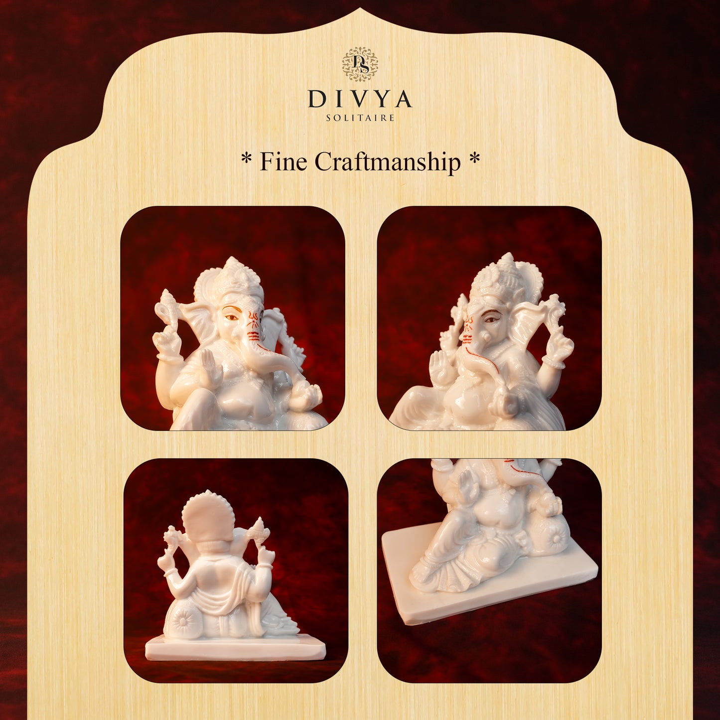 Sleeping Ganesha Idol – White Glossy Finish (5.5 Inch)