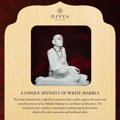 Swami Samarth Idol – White Glossy Marble Finish (12 Inch)