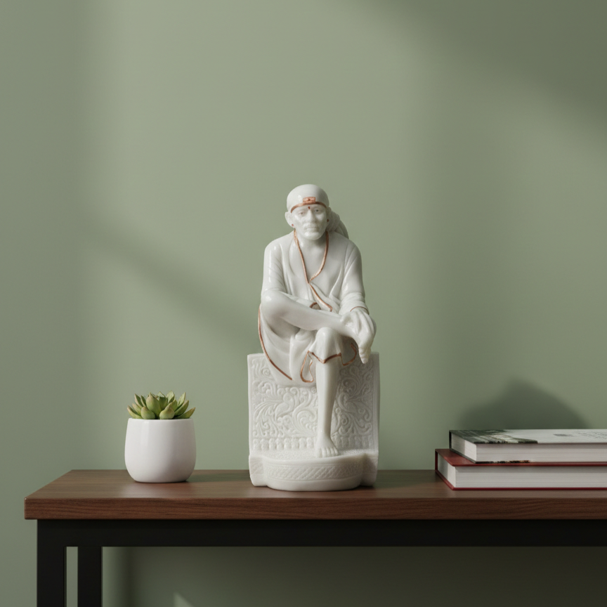 Sai Baba Samadhi Idol White - 10 Inch Design