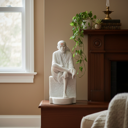 Sai Baba Samadhi Idol White - 10 Inch Design
