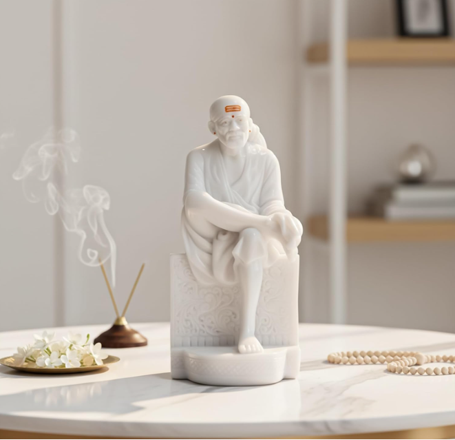 Sai Baba Samadhi Idol White - 10 Inch Design