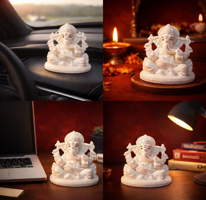 Mini Ganesha Idol – White Glossy Finish (2.5 Inch)