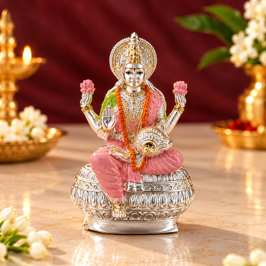 Silver Plated Lakshmi Idol 3 Inch | 999 Pure Silver | Sai Divya