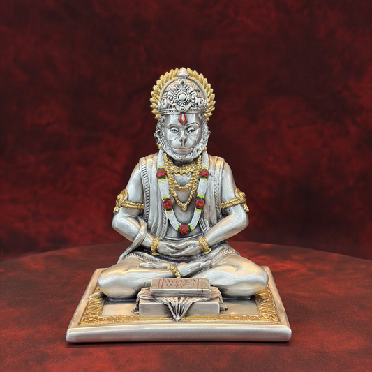 Silver Plated Dhyan Hanuman Idol | Premium Divine Décor