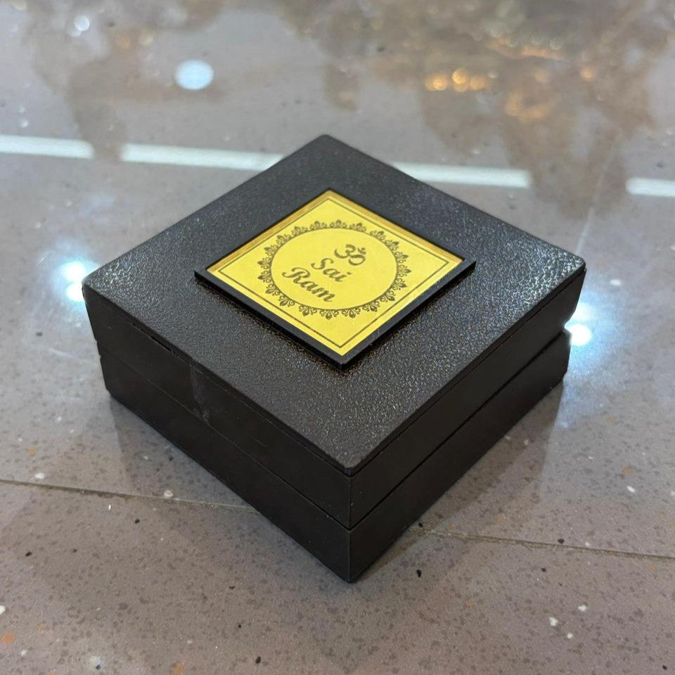 Sai Baba Charan Box – Portable Samadhi (3x3 Inch, Brown)